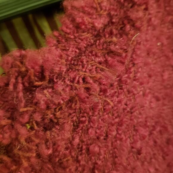 EUC CAbi frayed hem crop jacket blazer deep red pockets zipper Wool blend sz 8. - Picture 9 of 9